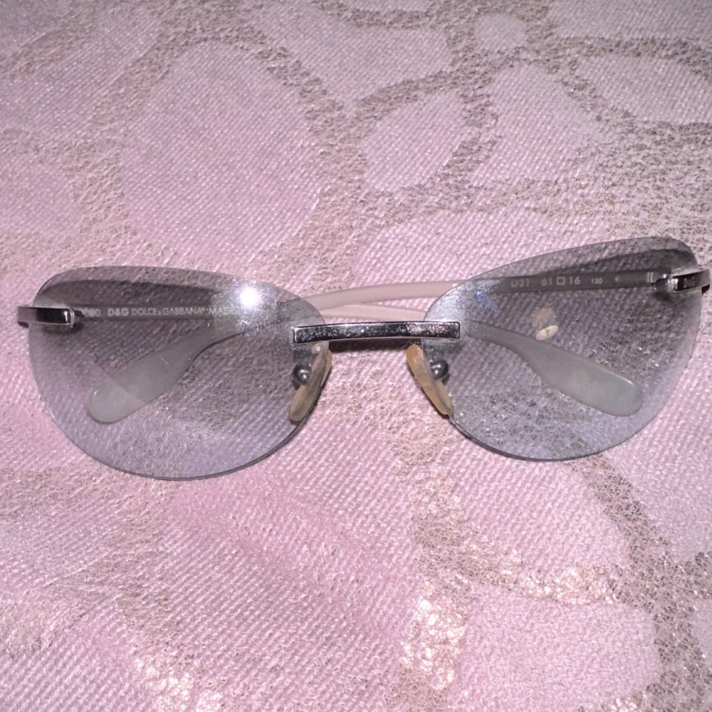 Dolce & Gabbana D&G 2099 D21 Sunglasses Round Oval Silver Blue Lenses 120